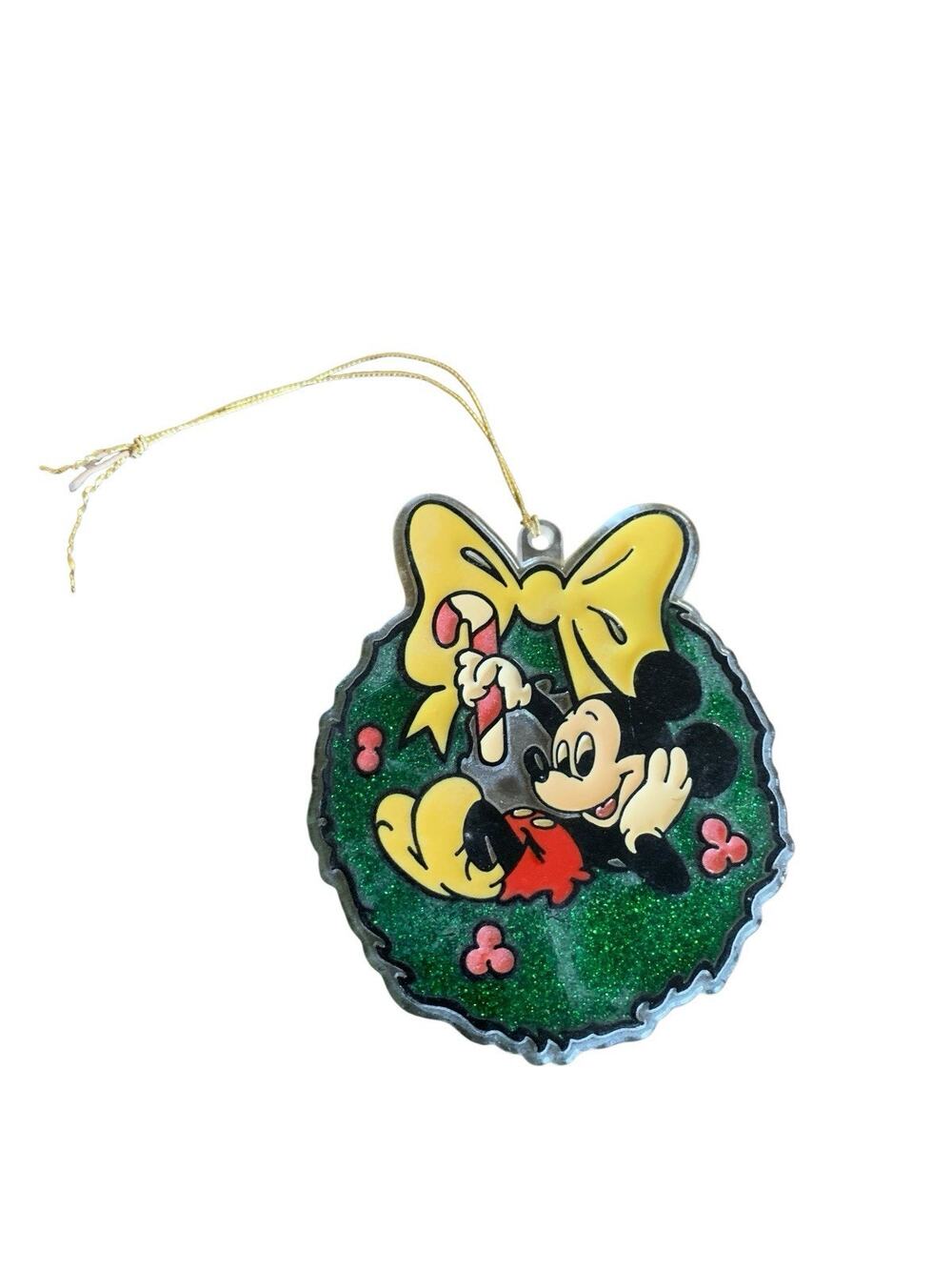 Vintage Disney Mickey Mouse Wreath Ornament Acrylic Suncatcher Monogram Products